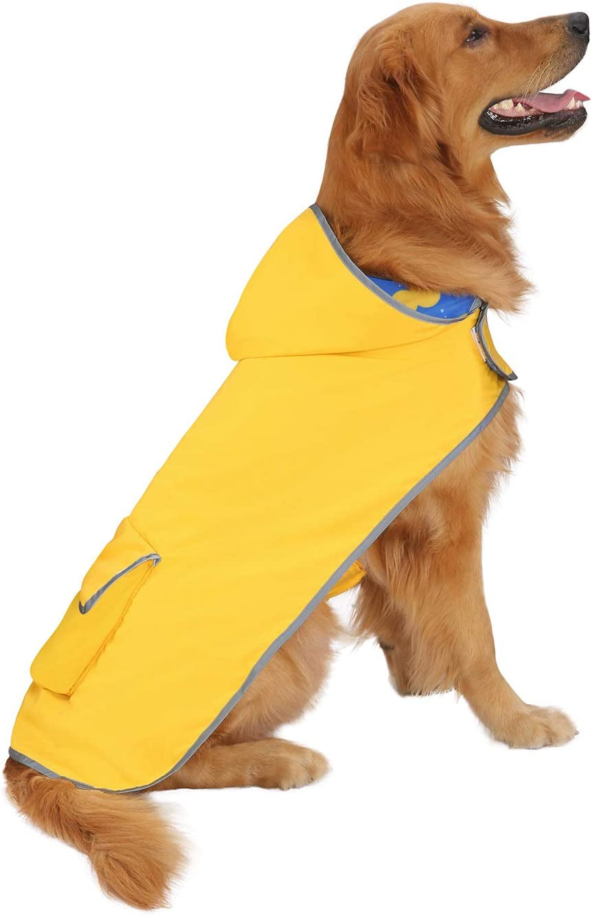 Reversible Hooded Dog Raincoat Slicker Poncho for Small Medium Large Dogs