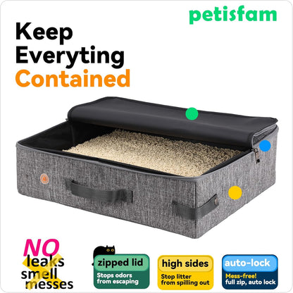 Portable Cat Travel Litter Box. Easy Use in the Car. No Leakage, Smell and Messes