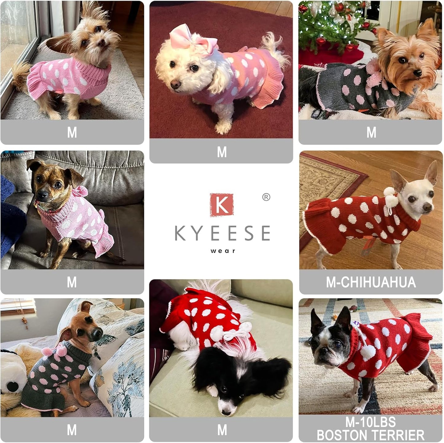 Dog Sweaters with Leash Hole for Small Dogs Turtleneck Dog Sweater Dress for Girl