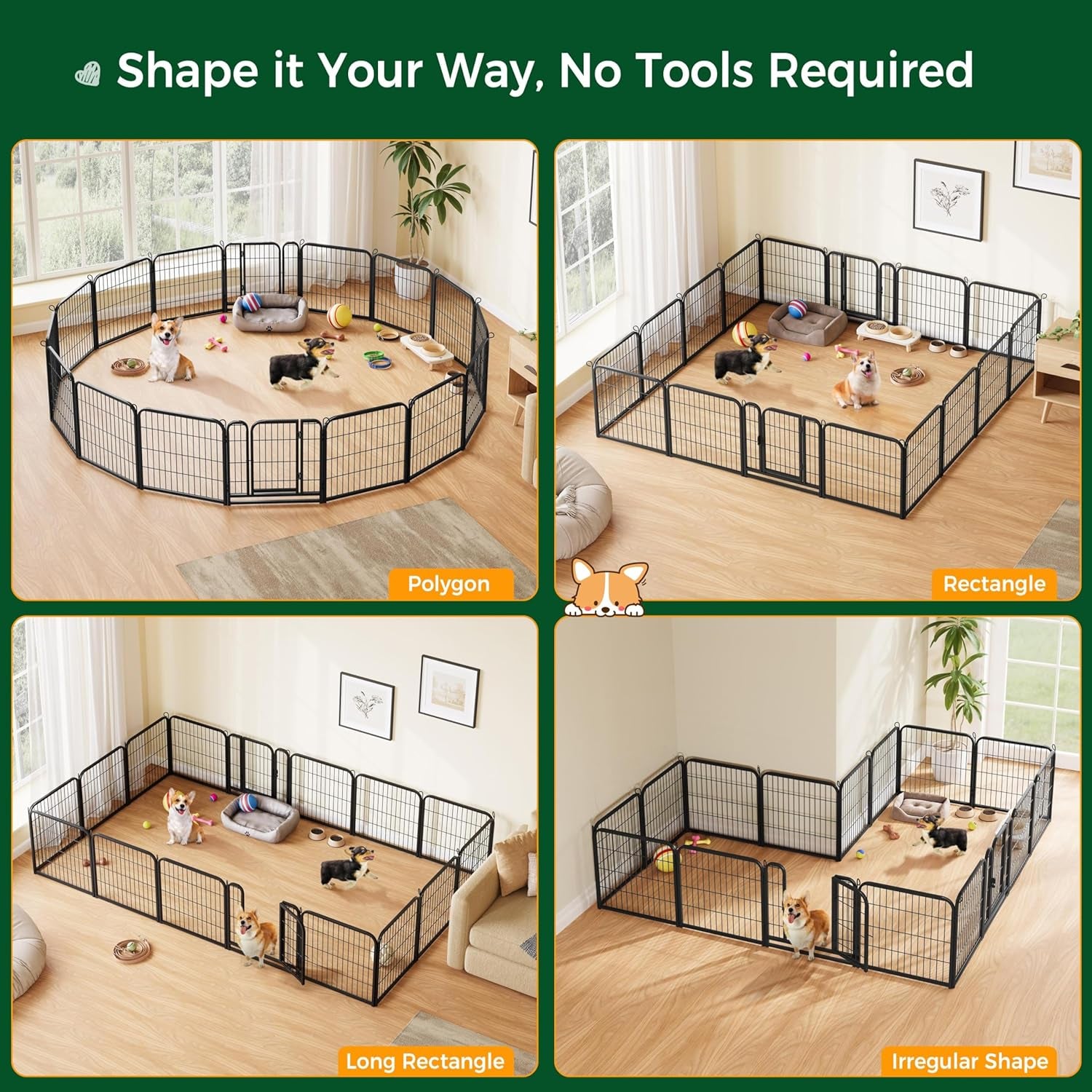 Heavy Duty Dog Playpen- 16 Penel Indoor  And Outdoor Exercise Pen