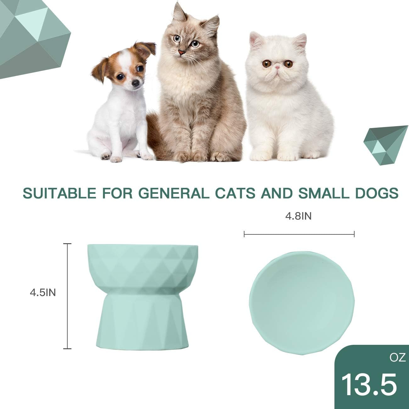 Cat Bowls,Ceramic Cat Bowls,Raised Food and Water Bowl Set for Cats and Small Dogs