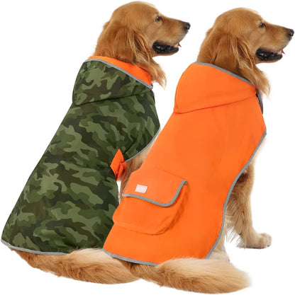 Reversible Hooded Dog Raincoat Slicker Poncho for Small Medium Large Dogs