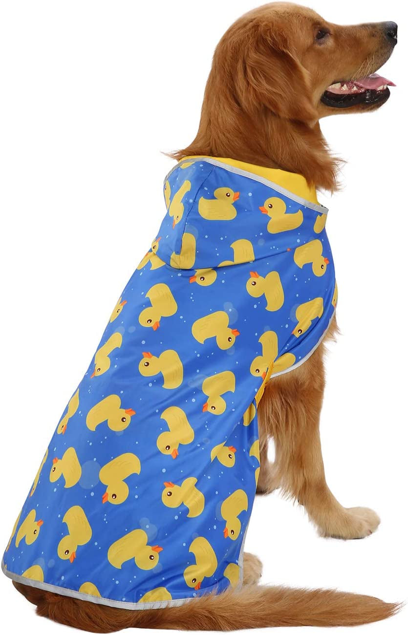 Reversible Hooded Dog Raincoat Slicker Poncho for Small Medium Large Dogs