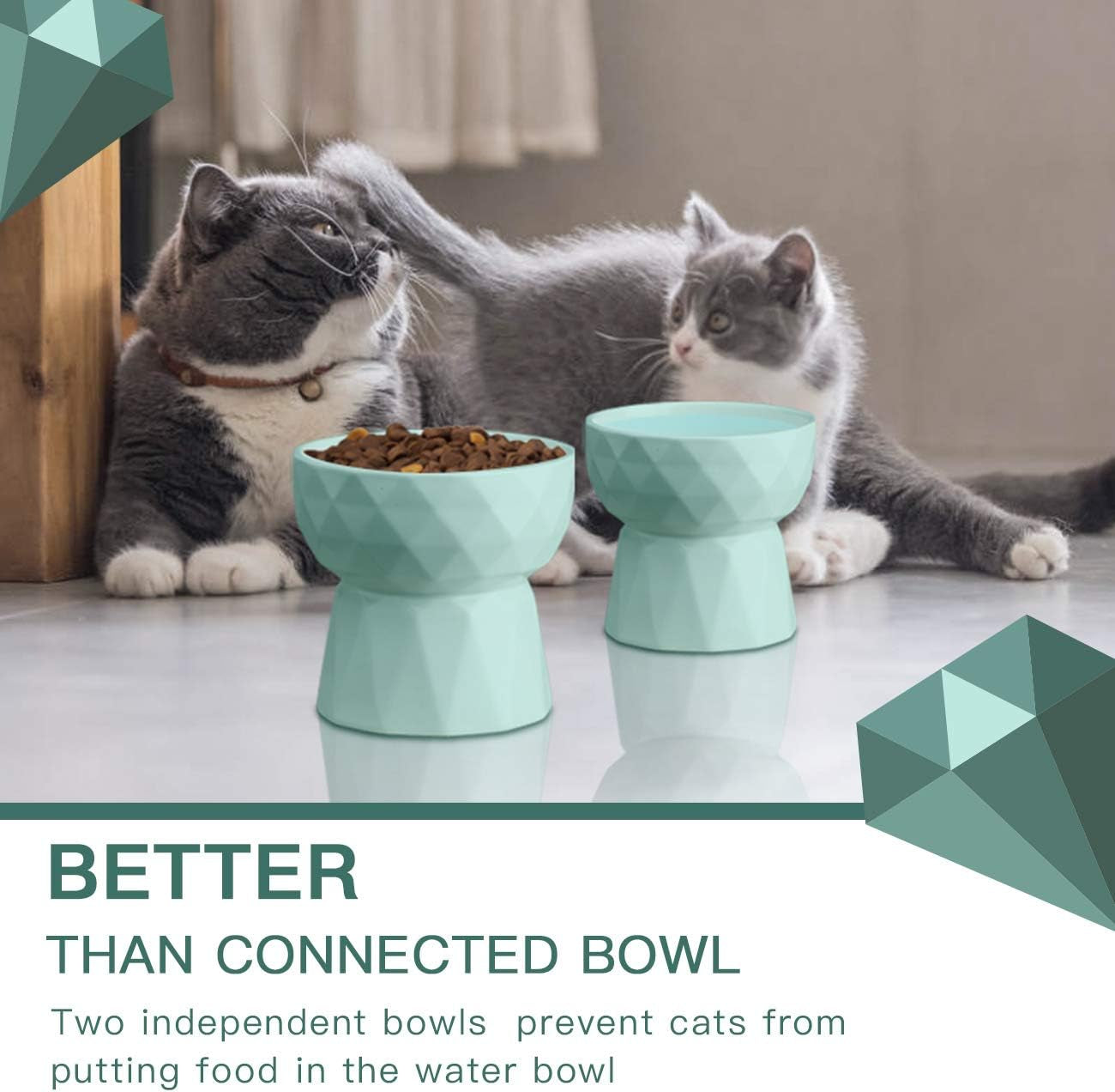 Cat Bowls,Ceramic Cat Bowls,Raised Food and Water Bowl Set for Cats and Small Dogs