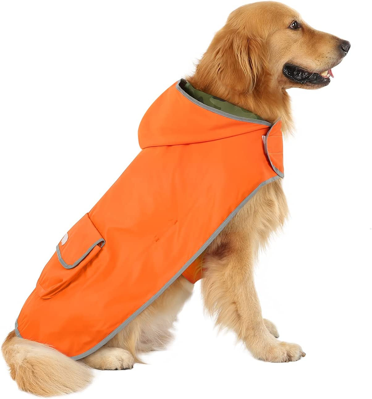 Reversible Hooded Dog Raincoat Slicker Poncho for Small Medium Large Dogs