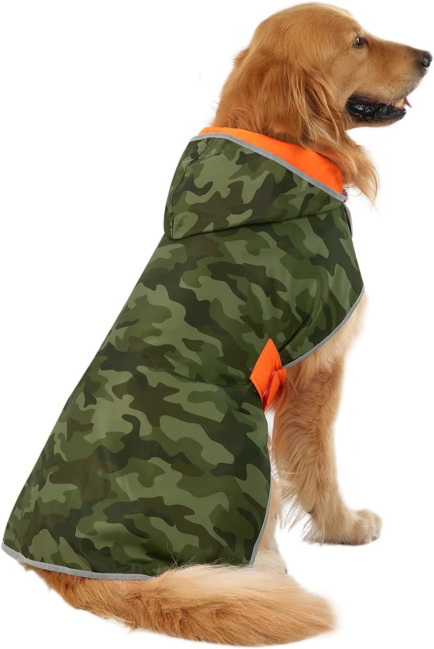 Reversible Hooded Dog Raincoat Slicker Poncho for Small Medium Large Dogs