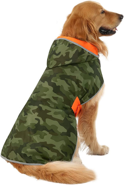 Reversible Hooded Dog Raincoat Slicker Poncho for Small Medium Large Dogs