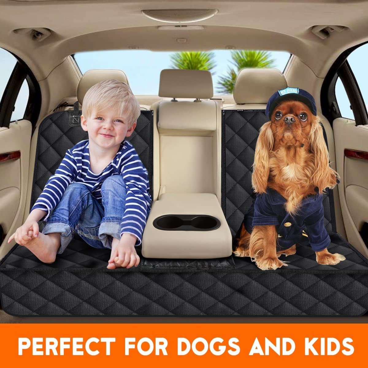 Waterproof Dog Car Seat Cover -Non-Slip Black Seat Protector