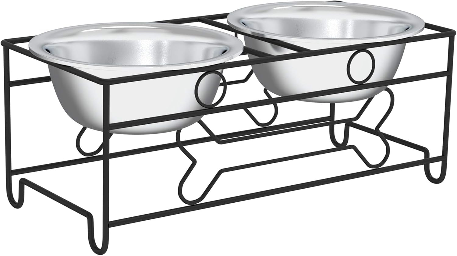 Set of 2 Stainless Steel Dog Bowls - 40Oz Pet Bowls with Decorative Dog Food Stand