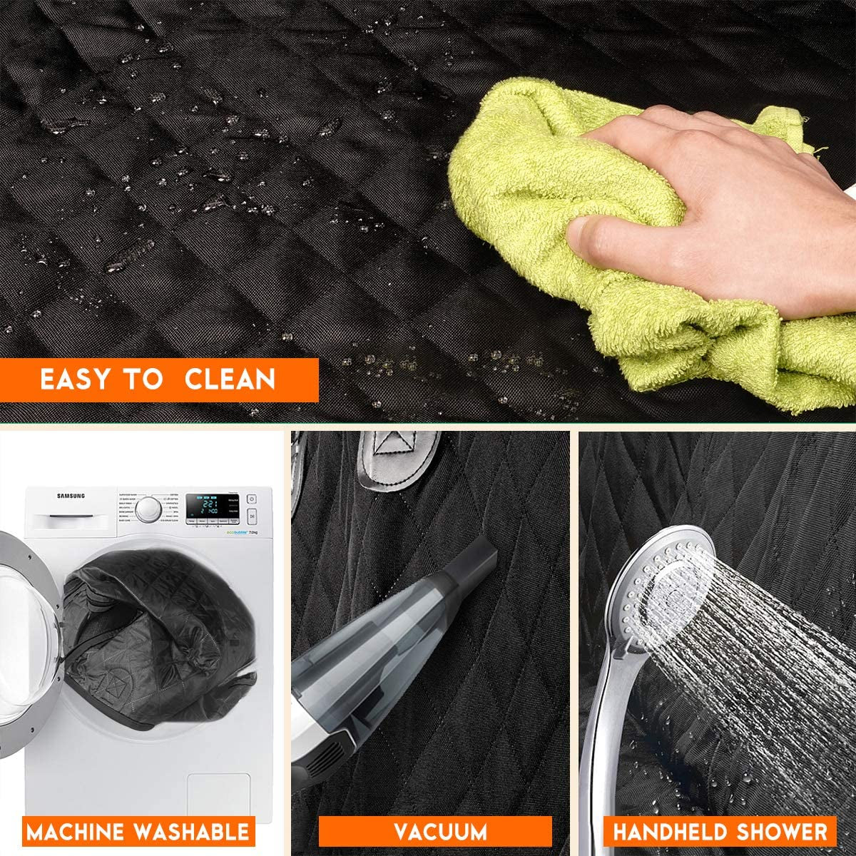 Waterproof Dog Car Seat Cover -Non-Slip Black Seat Protector