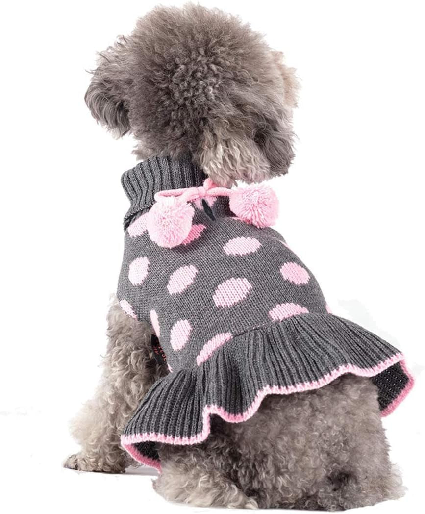 Dog Sweaters with Leash Hole for Small Dogs Turtleneck Dog Sweater Dress for Girl
