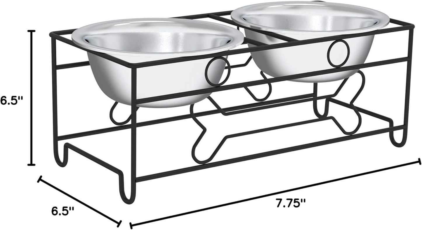 Set of 2 Stainless Steel Dog Bowls - 40Oz Pet Bowls with Decorative Dog Food Stand