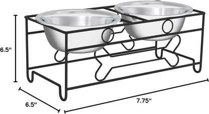 Set of 2 Stainless Steel Dog Bowls - 40Oz Pet Bowls with Decorative Dog Food Stand