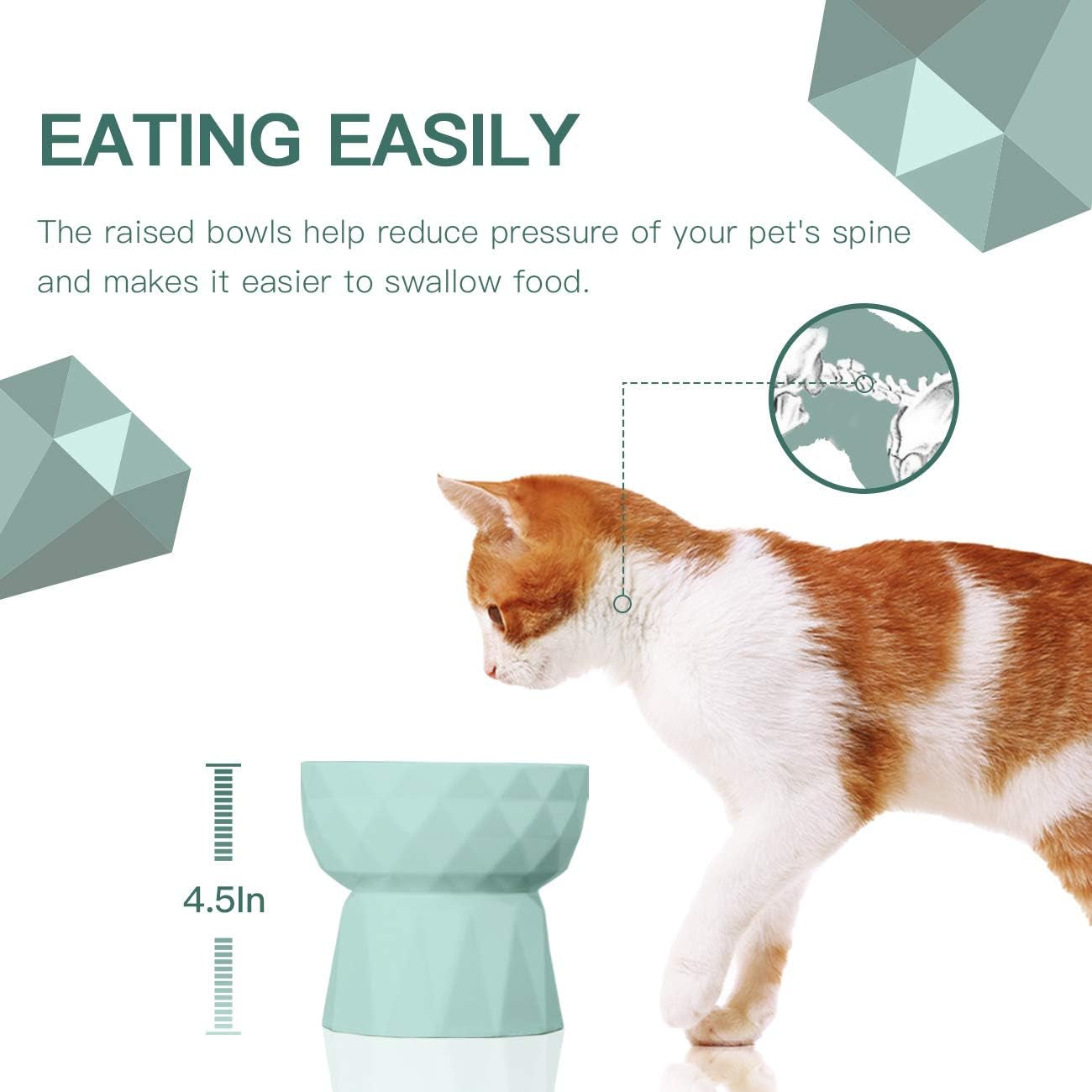 Cat Bowls,Ceramic Cat Bowls,Raised Food and Water Bowl Set for Cats and Small Dogs
