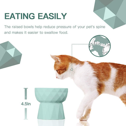 Cat Bowls,Ceramic Cat Bowls,Raised Food and Water Bowl Set for Cats and Small Dogs