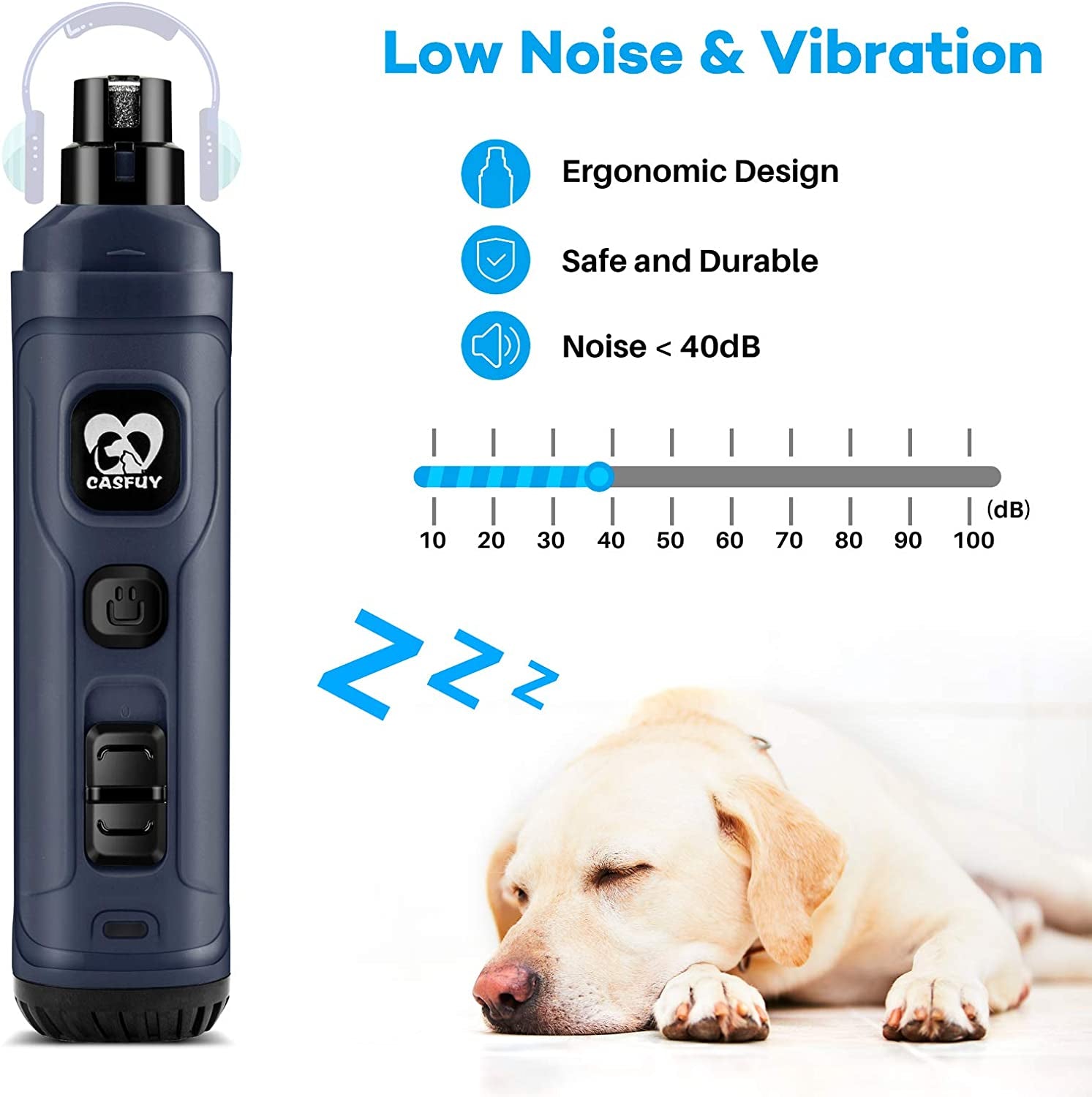 Dog Nail Grinder with 2 LED Light - New Version 2-Speed Powerful Electric Pet Nail Trimmer