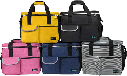 Dog Travel Bag Organizer, Pet Travel Kit with 2 Food Containers & 2 Collapsible Dog Bowls