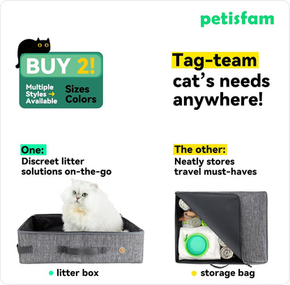 Portable Cat Travel Litter Box. Easy Use in the Car. No Leakage, Smell and Messes