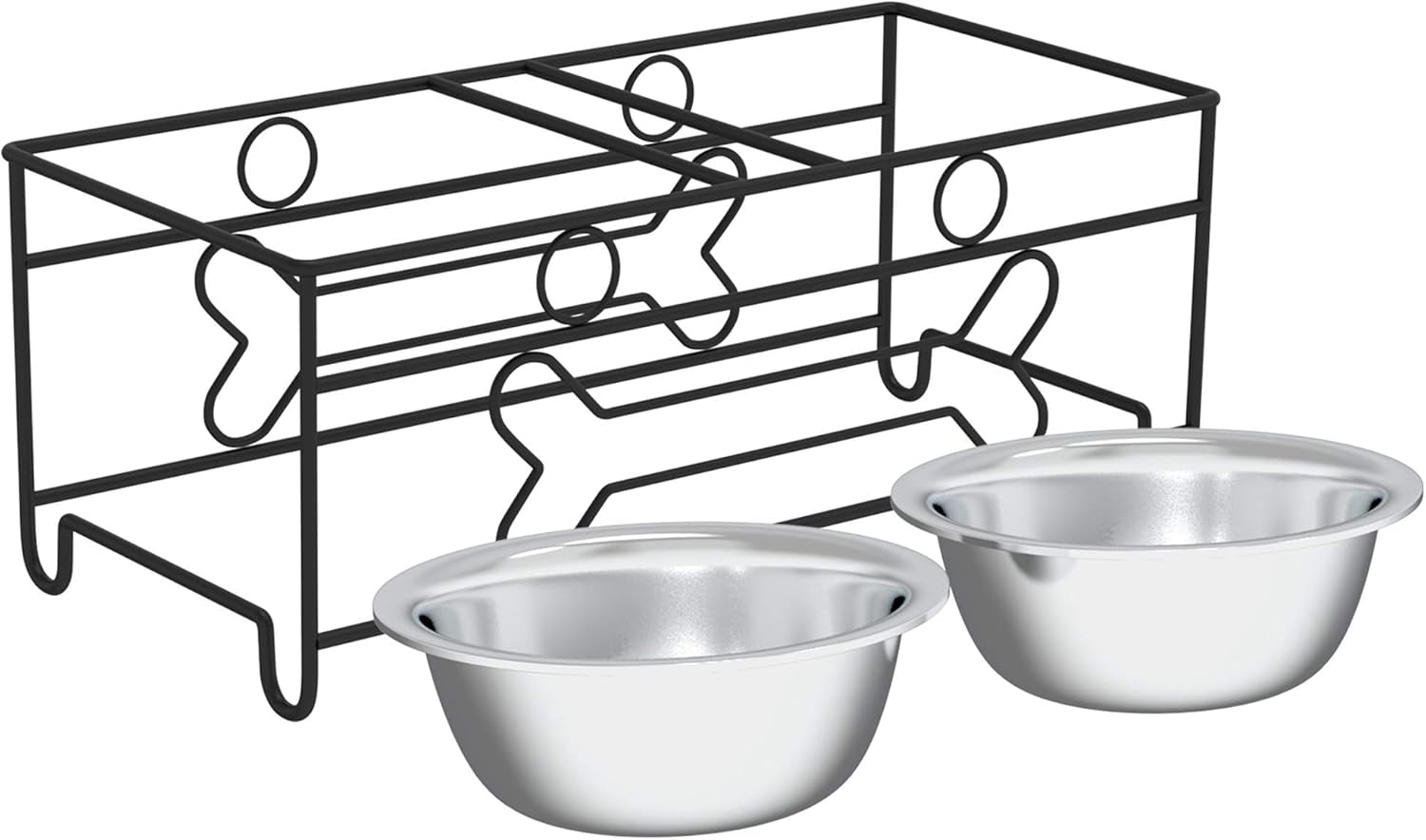 Set of 2 Stainless Steel Dog Bowls - 40Oz Pet Bowls with Decorative Dog Food Stand