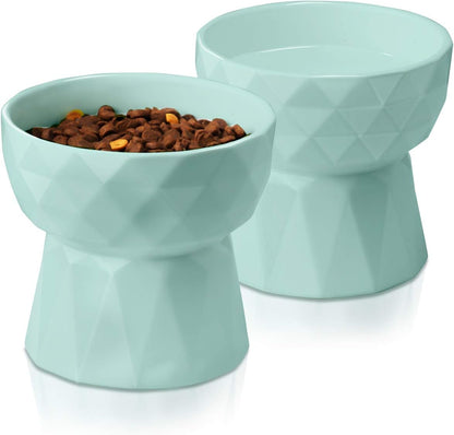 Cat Bowls,Ceramic Cat Bowls,Raised Food and Water Bowl Set for Cats and Small Dogs