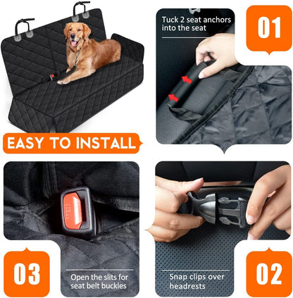 Waterproof Dog Car Seat Cover -Non-Slip Black Seat Protector