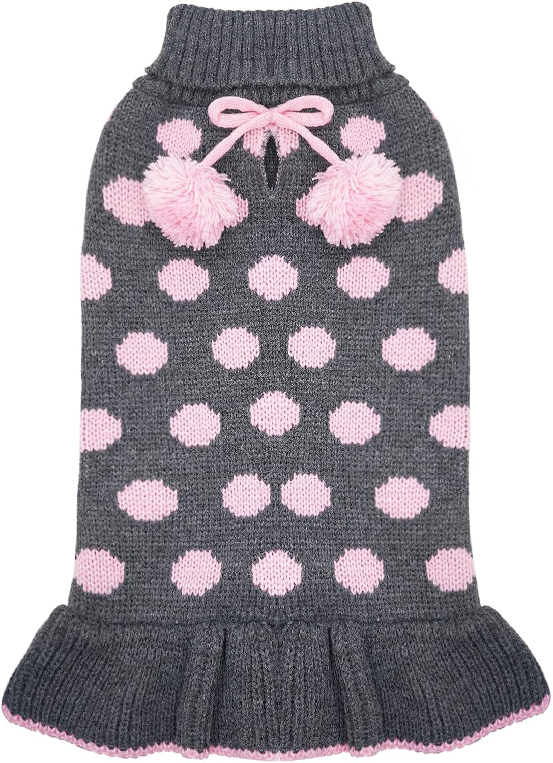Dog Sweaters with Leash Hole for Small Dogs Turtleneck Dog Sweater Dress for Girl