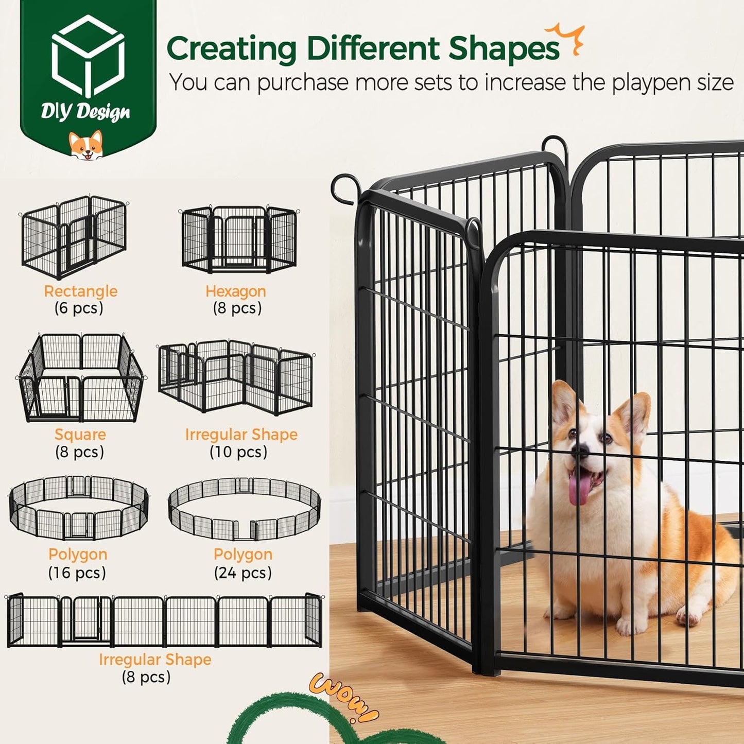 Heavy Duty Dog Playpen- 16 Penel Indoor  And Outdoor Exercise Pen