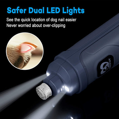 Dog Nail Grinder with 2 LED Light - New Version 2-Speed Powerful Electric Pet Nail Trimmer