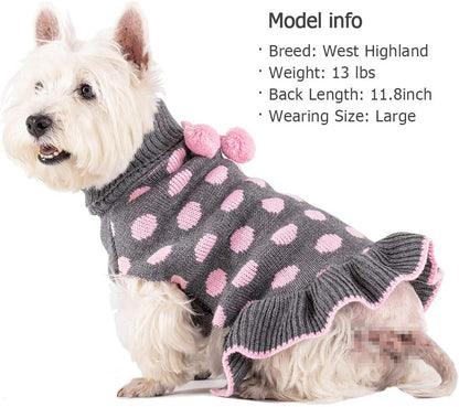 Dog Sweaters with Leash Hole for Small Dogs Turtleneck Dog Sweater Dress for Girl