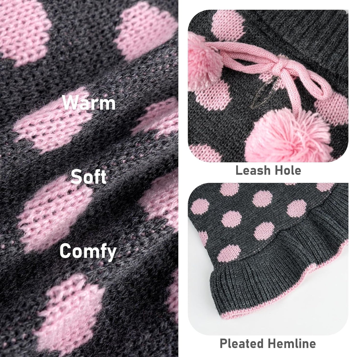 Dog Sweaters with Leash Hole for Small Dogs Turtleneck Dog Sweater Dress for Girl