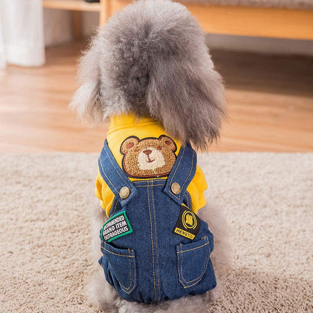 Dog Costume Clothes, Cute Denim Overalls for Small & Medium Pets