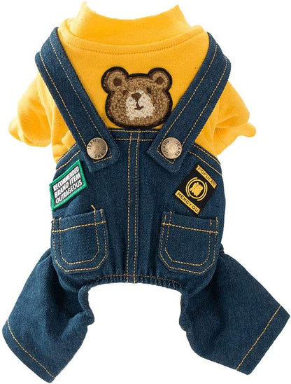 Dog Costume Clothes, Cute Denim Overalls for Small & Medium Pets