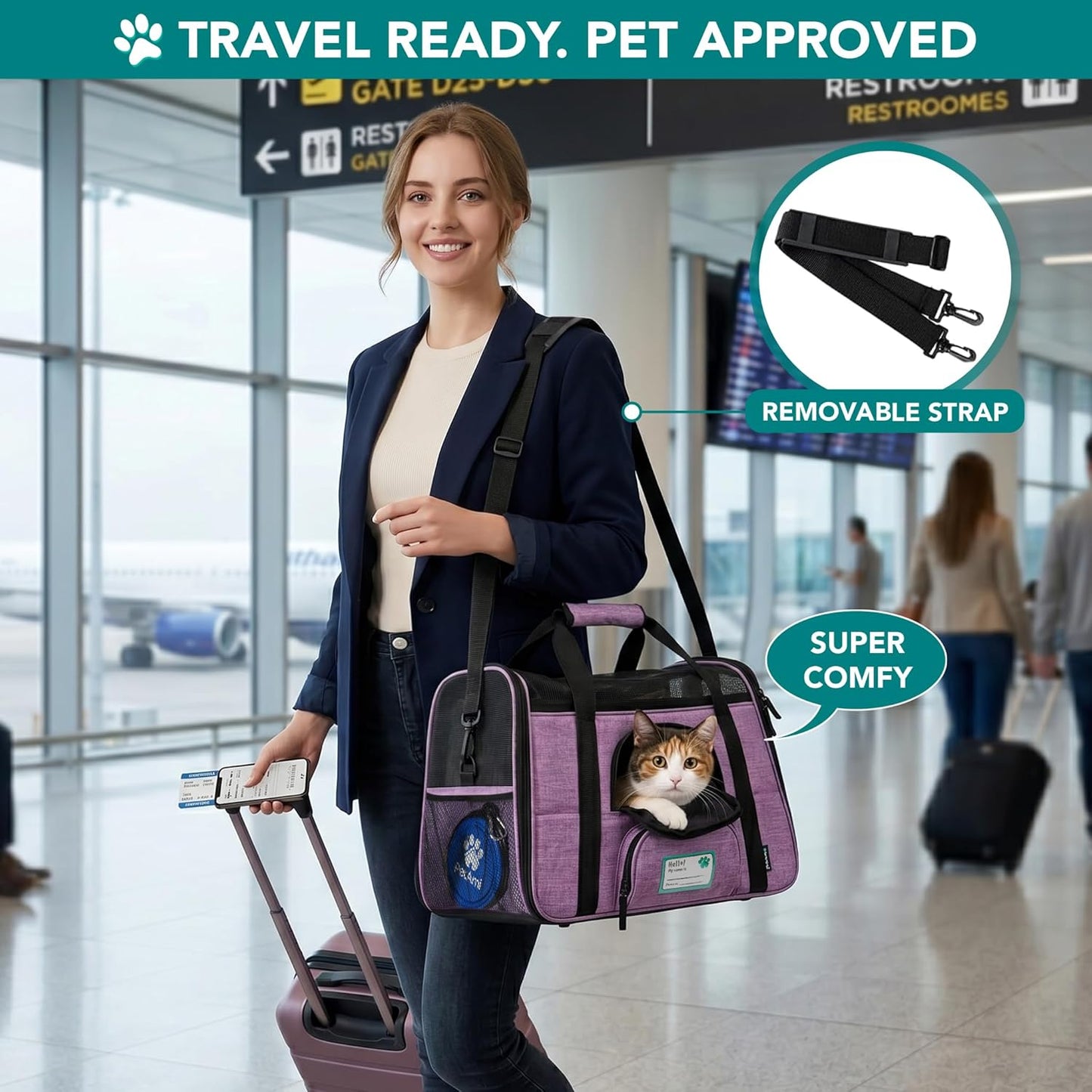 Airline Approved Pet Carrier for Cats & Small Dogs