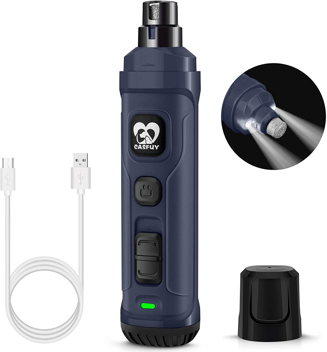 Dog Nail Grinder with 2 LED Light - New Version 2-Speed Powerful Electric Pet Nail Trimmer