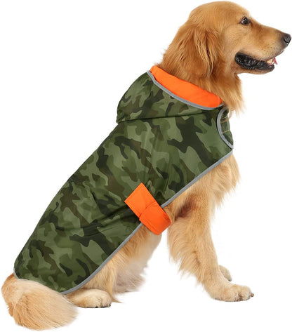Reversible Hooded Dog Raincoat Slicker Poncho for Small Medium Large Dogs