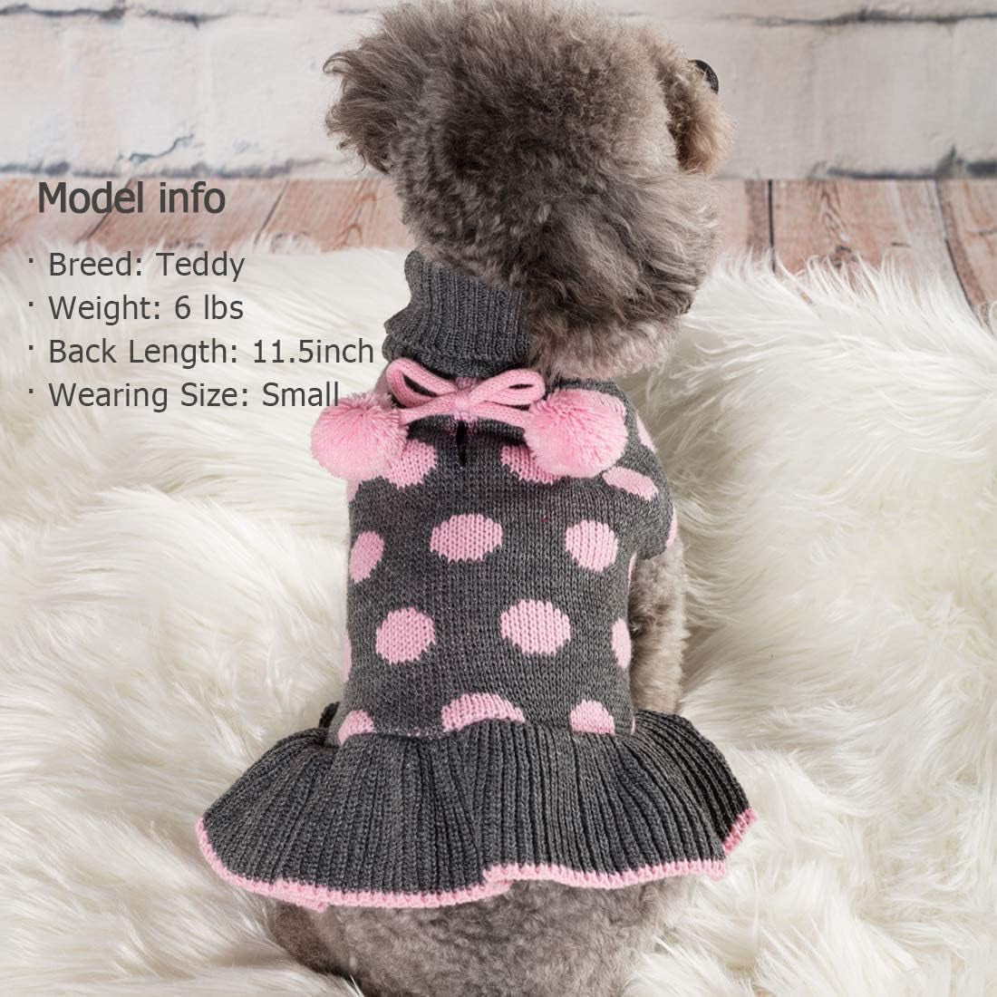 Dog Sweaters with Leash Hole for Small Dogs Turtleneck Dog Sweater Dress for Girl