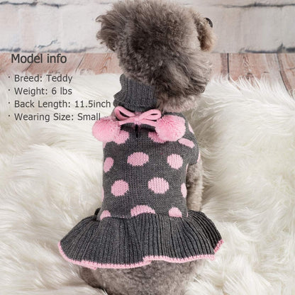 Dog Sweaters with Leash Hole for Small Dogs Turtleneck Dog Sweater Dress for Girl