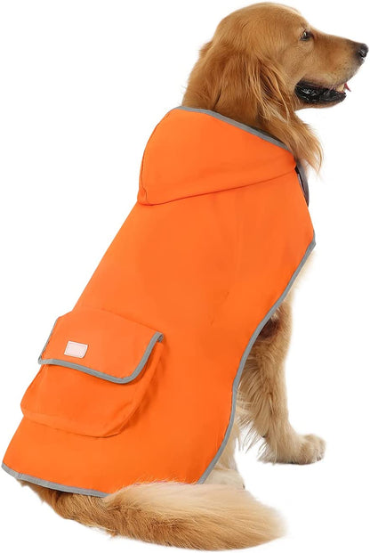 Reversible Hooded Dog Raincoat Slicker Poncho for Small Medium Large Dogs