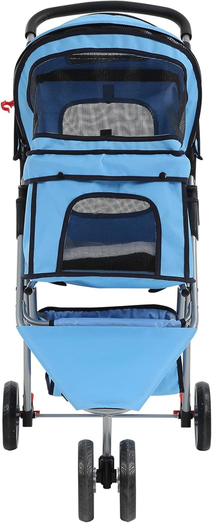 3-Wheel Pet Stroller, Lightweight Foldable Dog Stroller for Small Medium Dogs & Cats
