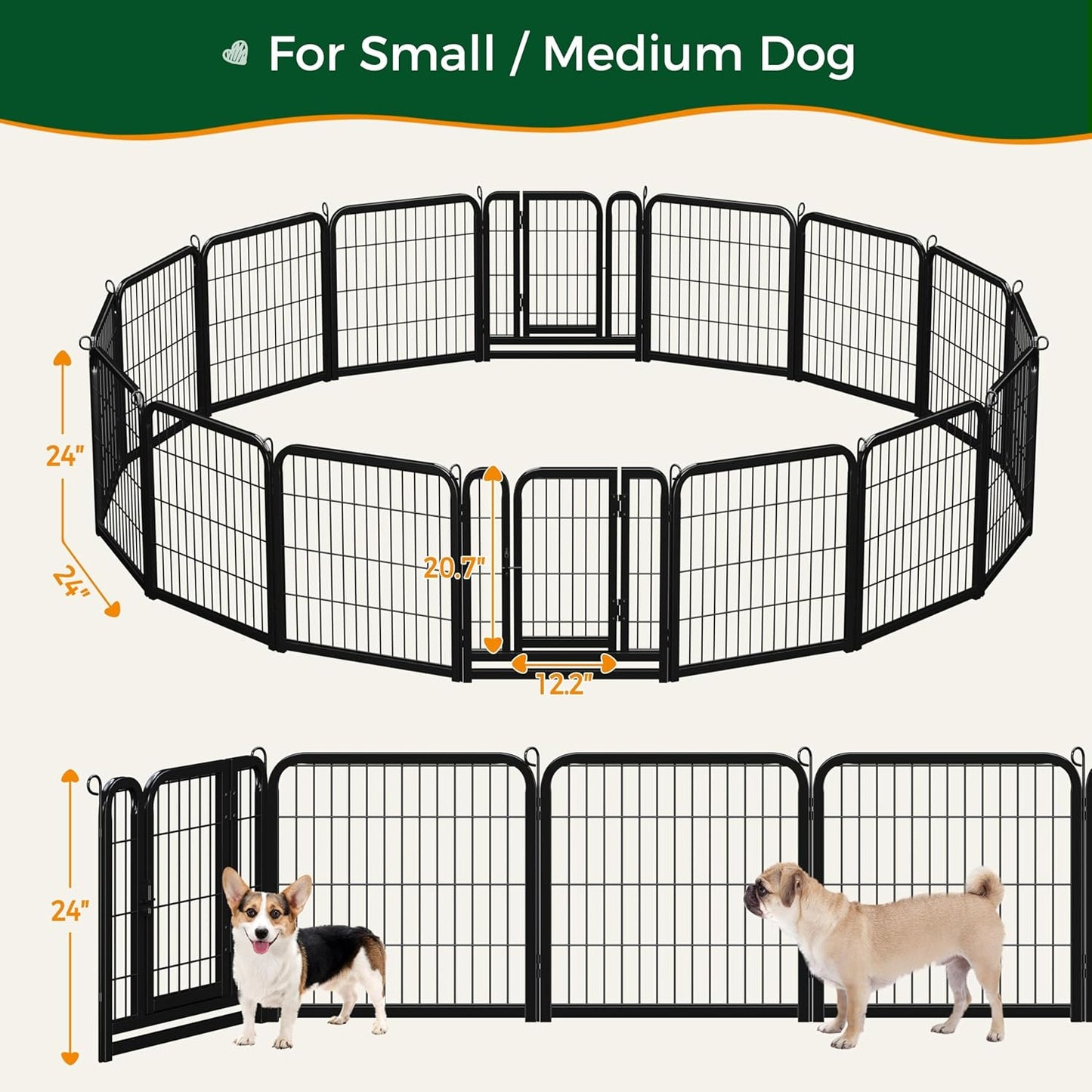 Heavy Duty Dog Playpen- 16 Penel Indoor  And Outdoor Exercise Pen