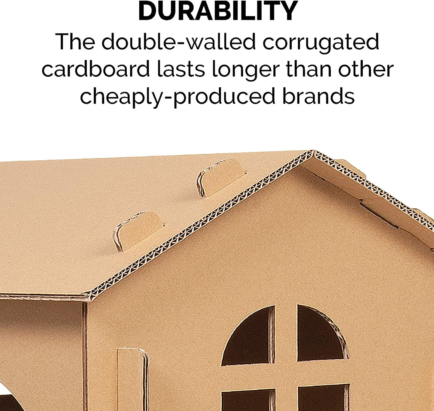 Townhouse Multi-Level Cardboard Cat House for Indoor Cats with Catnip & Toys