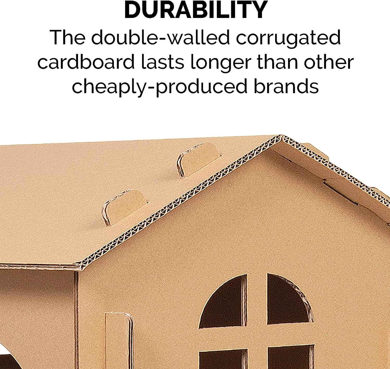 Townhouse Multi-Level Cardboard Cat House for Indoor Cats with Catnip & Toys